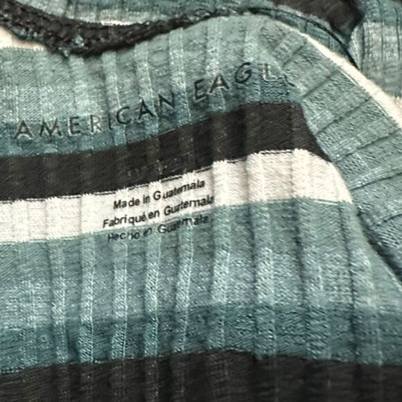 AMERICAN EAGLE Women’s Green Blue Striped Sleeveless Button Front Tank Midi Dres - Picture 3 of 5